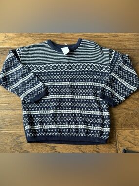 H&M Navy & White Fair Isle Knit Sweater